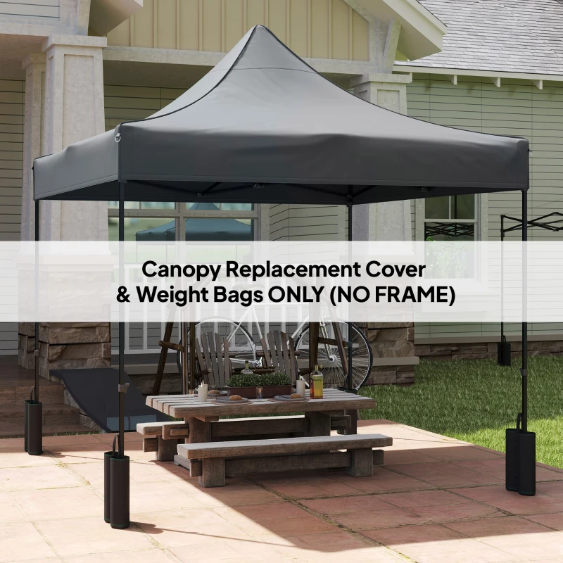 Outsunny 10' x 10' Replacement Canopy Top for Pop Up Canopy Tent with 4 Sand Bags, UPF50+ Protection, Dark Gray