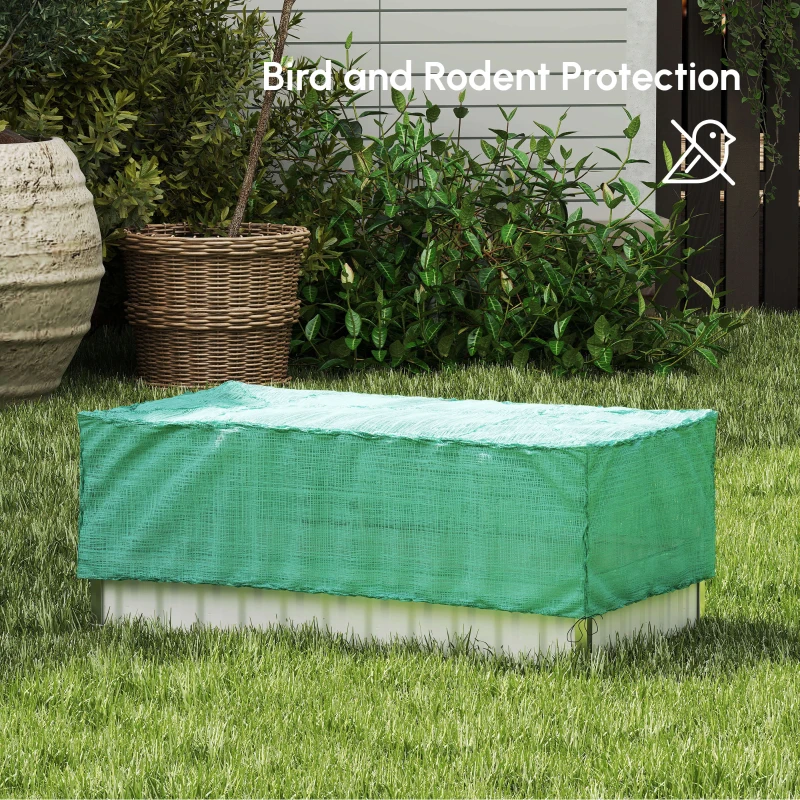 Outsunny Raised Garden Bed, 5.7 x 3 x 2.3ft Steel Planter Box Outdoor with Cover, Gloves for Growing Vegetables, Flowers, Herbs, Green
