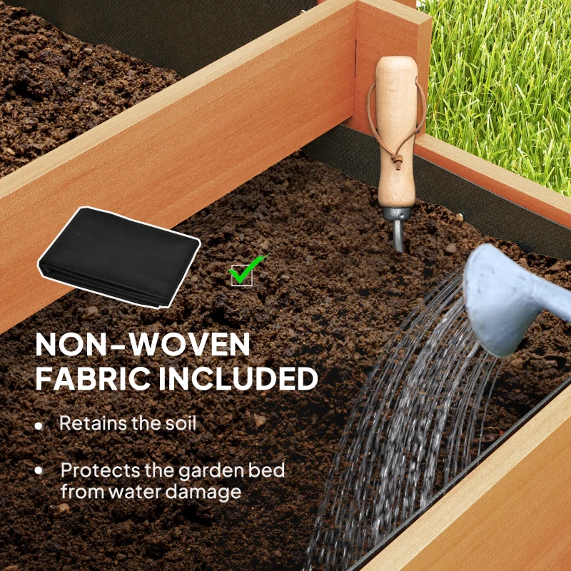 Outsunny Wooden Elevated Planter Box with Trellis for Climbing Plants, 3 Tier Raised Garden Bed for Garden, Outdoor, Brown