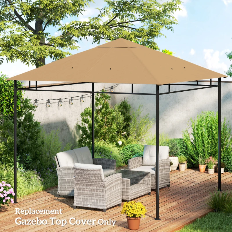Outsunny 10' x 10' Square Gazebo Canopy Replacement UV Protected Top Cover Sun Shade Beige