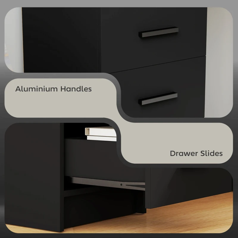 HOMCOM Computer Desk with Storage, 39" Home Office Desk with 3 Drawers nad Open Shelf, Writing Table for Bedroom, Black