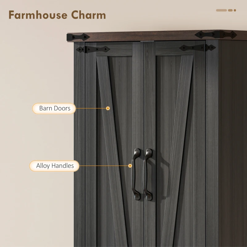 HOMCOM 72" Pantry Cabinet, Farmhouse Freestanding Kitchen Storage Cabinet with Adjustable Shelves for Dining Room, Black