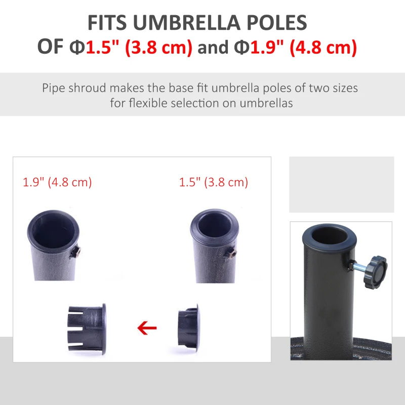 Outsunny 26 lbs Resin Round Umbrella Base Stand Market Parasol Base for Φ1.5", Φ1.89" Pole, for Backyard, Garden, Bronze