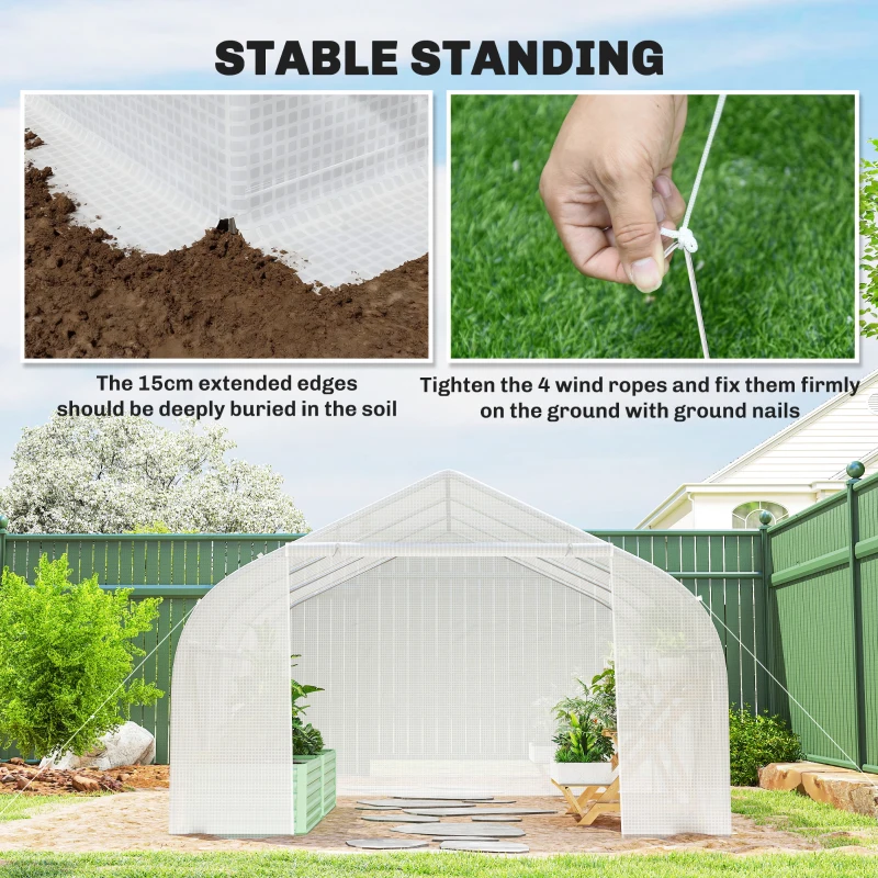 Outsunny 15'x10'x7' Greenhouse Gardening Planting Shed White