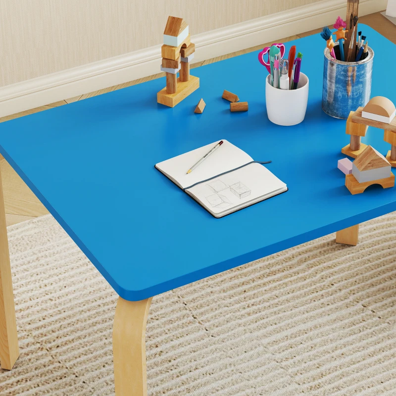 Qaba Kids Table and 2 Chair Set, Children Multi-Activity Furniture Set for Playing, Learning, Eating, Craft, Blue