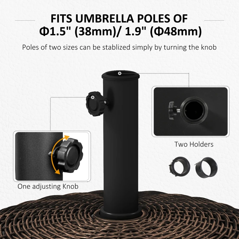 Outsunny 20.5" Round Parasol Base Resin Patio Umbrella Base Garden Parasol Holder Outdoor Offset Weight Stand with Wheels Bronze