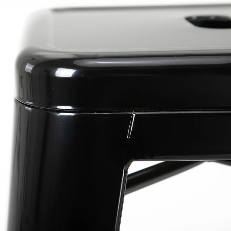 HOMCOM Set of 4 Bar Stools Kitchen Metal Steel Portable Stackable Seat 4pcs Black