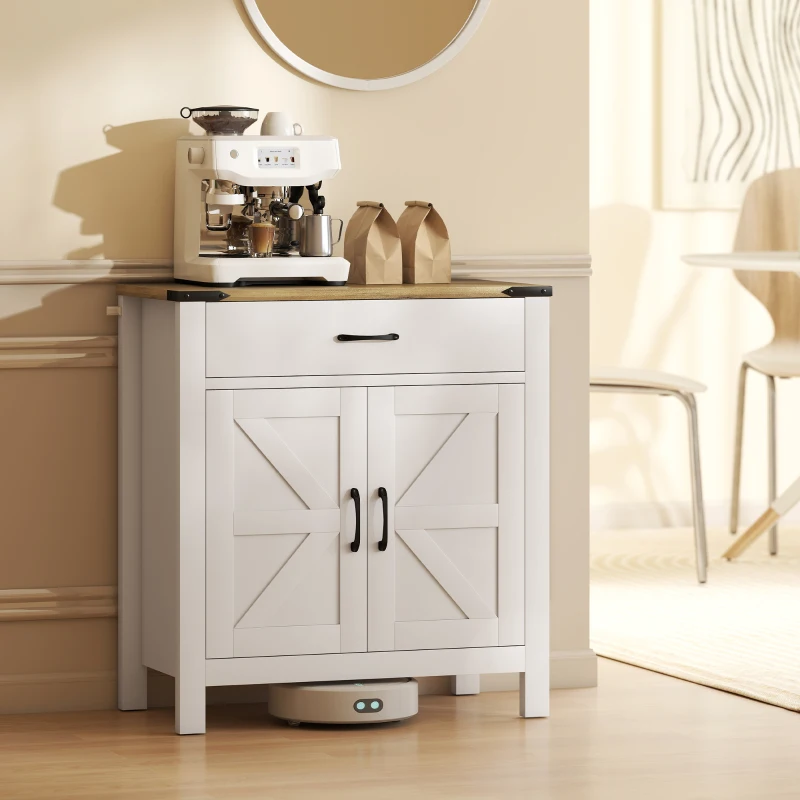 HOMCOM Sideboard Buffet Cabinet, Farmhouse Kitchen Storage Cabinet w/ Drawer and Shelf for Living Room, Entryway