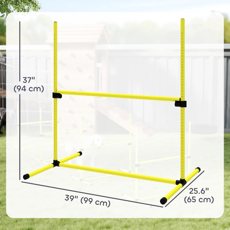 PawHut Set of 4 Dog Agility Training Equipment Adjustable Jump Bar Pet Exercise Kit with Carrying Bag (Yellow)