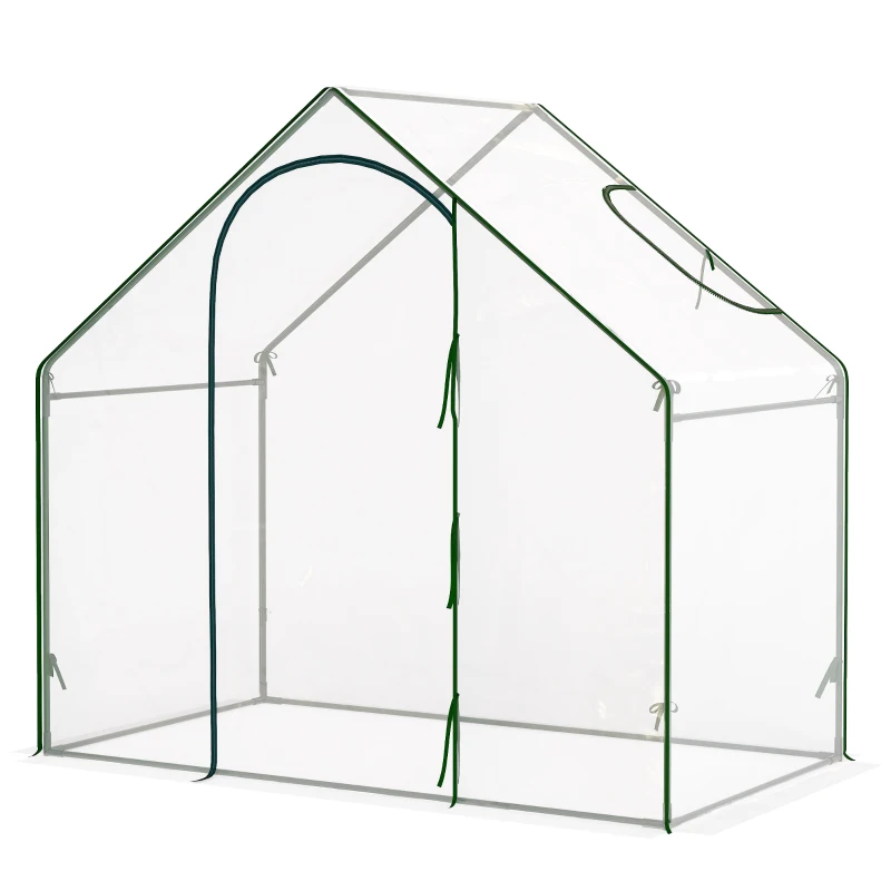 Outsunny 6'x3.3'x5.5' Walk-in Garden Greenhouse with Door and Window, Portable Mini Greenhouse for Plants Flowers Herbs, Steel Outdoor Hot House Growing Tent, Clear Plastic Cover