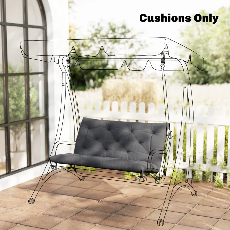 Outsunny Porch Swing Cushion Garden Bench Cushion with Backrest, Non-Slip 2-seater Soft Pad, Swing Chair Mat Replacement for Indoor and Outdoor, 39.4" x 38.6", Dark Grey