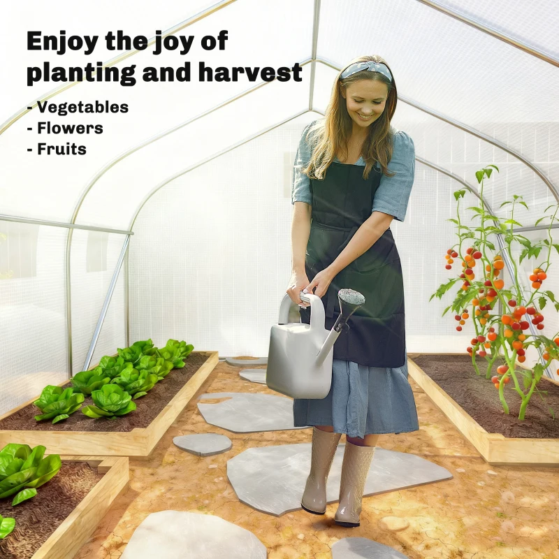 Outsunny 15'x10'x7' Greenhouse Gardening Planting Shed White