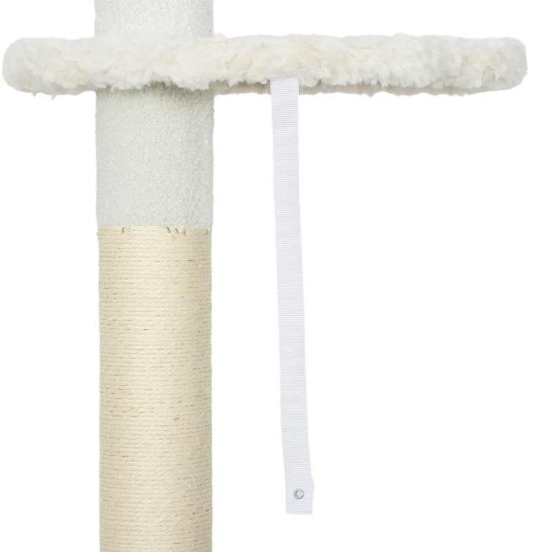 PawHut 88.5"-100.5" Floor to Ceiling Cat Tree, Cat Tower with Scratching Posts, Cloud Shaped Platforms, Dangling Balls, Cream