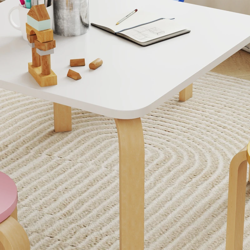 Qaba Kids Table and Chair Set, 5-Piece Children Furniture Set, Kids Table and 4 Chair Set for Daycare, Classroom, Playroom