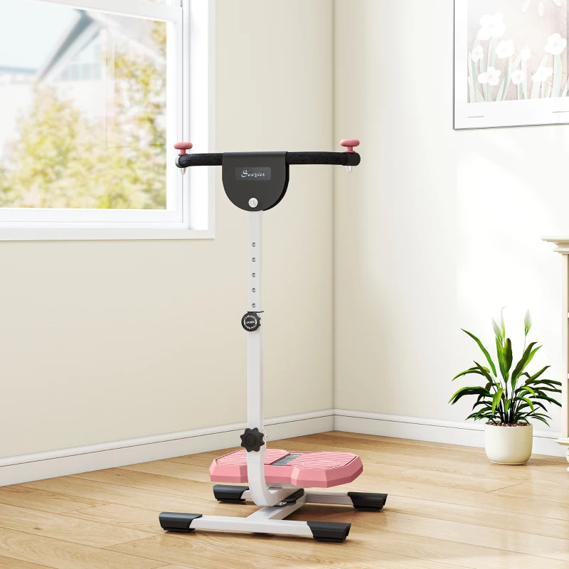 Soozier Foldable Ab Twister Board for Waist Trimming with LCD Display, Ab Workout Equipment for Women and Men, Pink