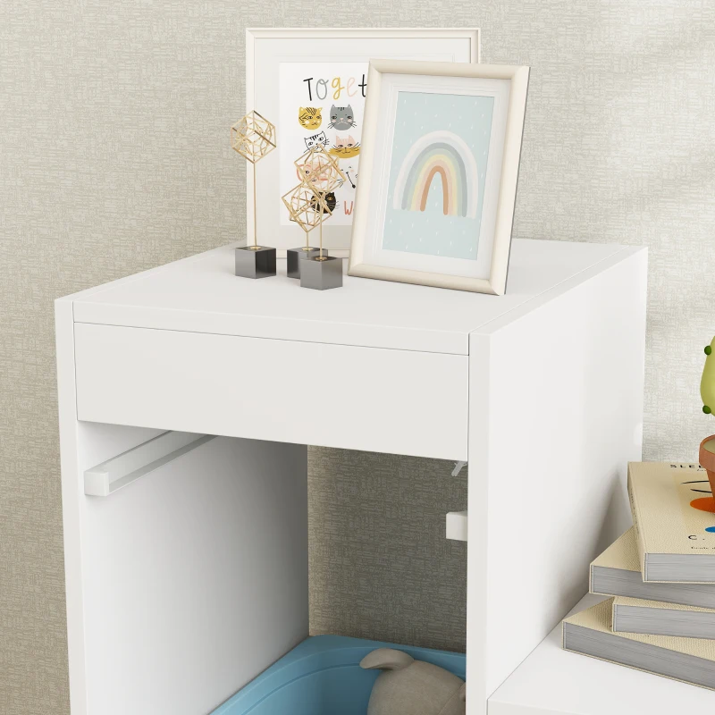 Qaba 3 Layers Toy Storage Organizer Kids Bookshelf Children Toy Storage w/ 6 Plastic Bins, Blue & Pink