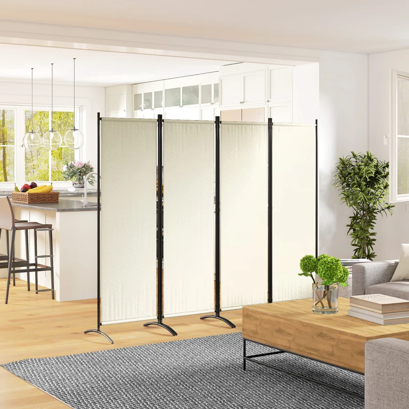 Outsunny Folding Room Divider, Privacy Screen for Home Office Bedroom, 5.6FT Tall, Cream White