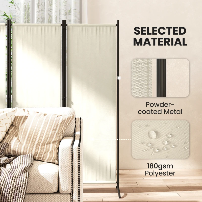 Outsunny Folding Room Divider, Privacy Screen for Home Office Bedroom, 5.6FT Tall, Cream White