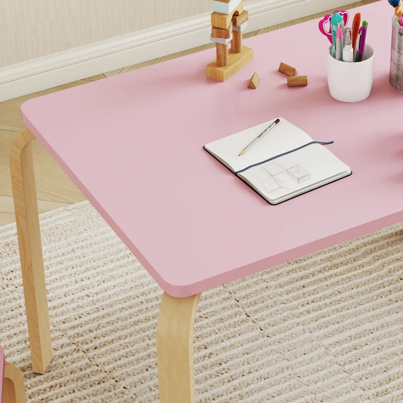 Qaba Kids Table and 2 Chair Set, Children Multi-Activity Furniture Set for Playing, Learning, Eating, Craft, Pink