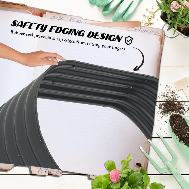 Outsunny 5.2'x3.6'x2.7' Outdoor Raised Garden Bed, 3-Tier Galvanized Planter Box with Safety Edging for Vegetable, Flower, Grey