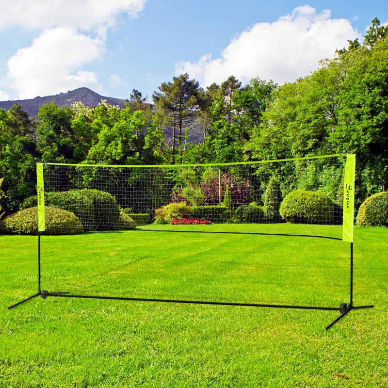 Soozier 14ft Badminton Net, Height Adjustable Outdoor Sports Net with Carry Bag, for Tennis, Pickleball and Volleyball, Yellow