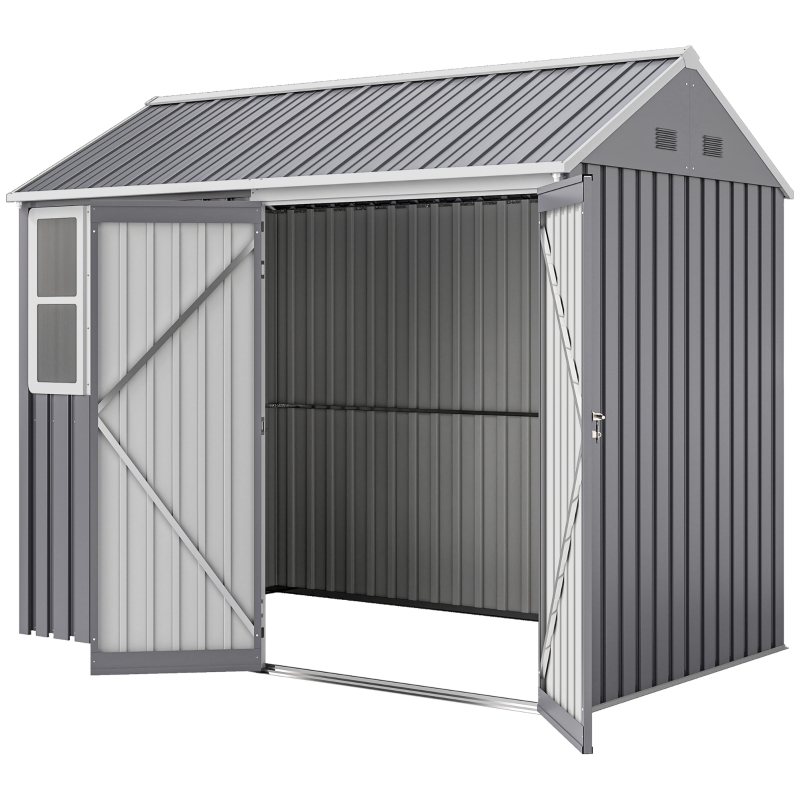 Outsunny 8' x 6' Metal Garden Storage Shed, Outdoor Tool Storage