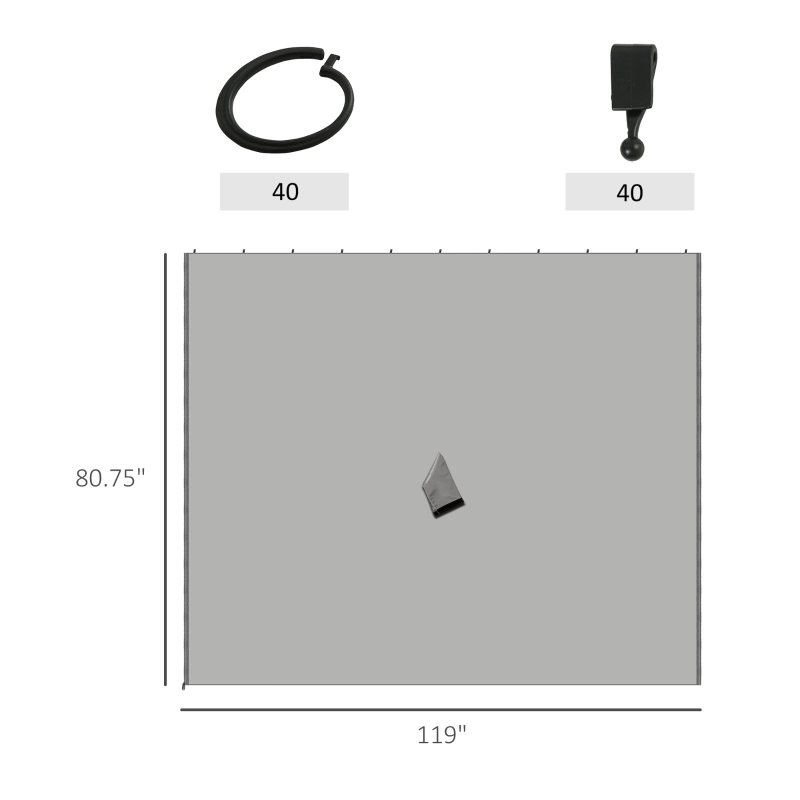 Outsunny 10' x 10' Universal Gazebo Sidewall Set with 4 Panels, Hooks/C-Rings Included for Pergolas & Cabanas, Light Grey