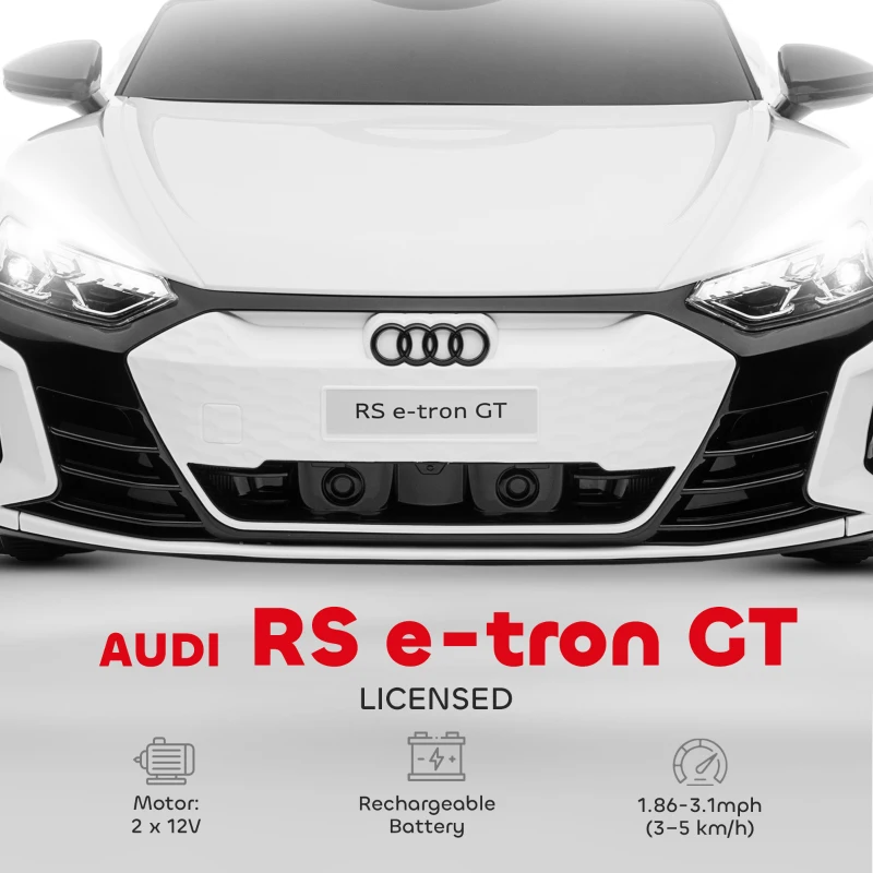 Aosom Licensed Audi RS e-tron GT 12V Ride On Car Truck for Kids, Electric Car Ride On Vehicle w/Parent Remote Control, Music, Lights, for Toddlers, White