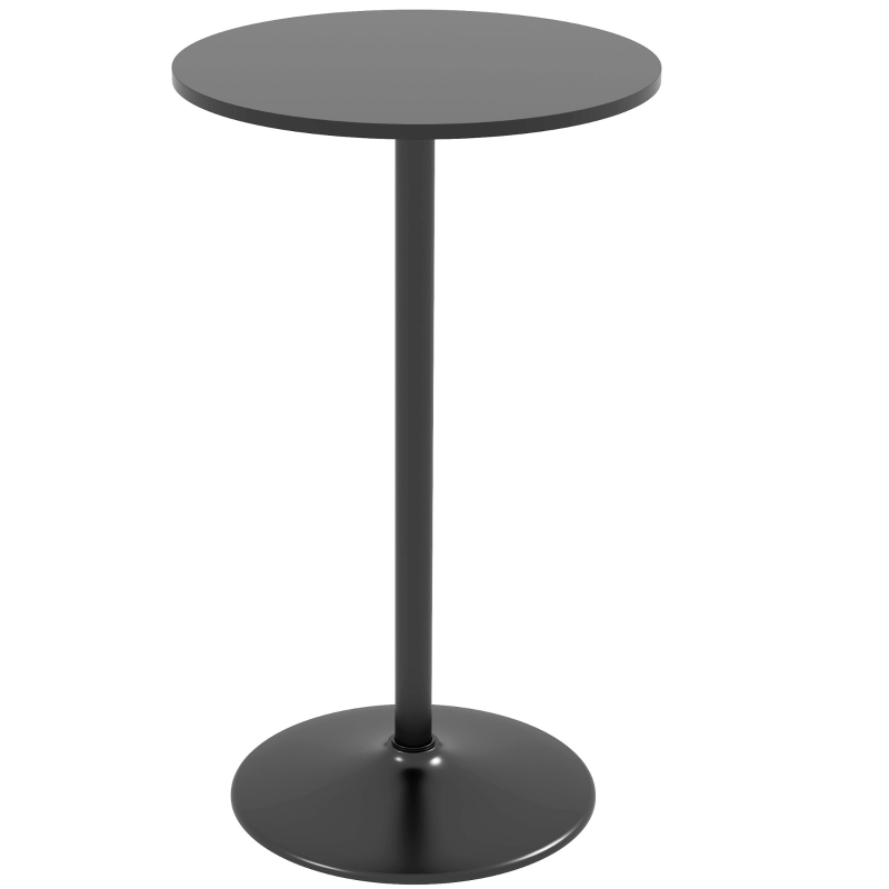 HOMCOM High Top Bar Table, Modern Round Dining Table with Painted Top and Steel Base, Bistro Table for 2 People, Black