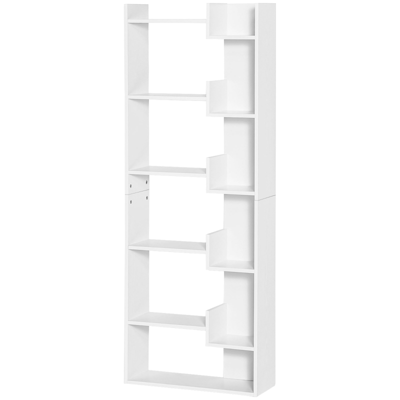 HOMCOM 6-Tier Tall Bookcase, Modern Storage Bookshelf, Display Shelves, Floor Standing Shelving, Display Rack for Living Room, Home Office, White