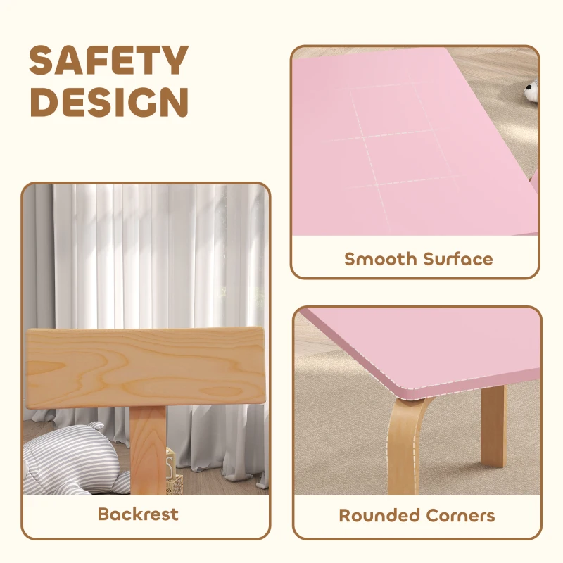 Qaba Kids Table and 2 Chair Set, Children Multi-Activity Furniture Set for Playing, Learning, Eating, Craft, Pink