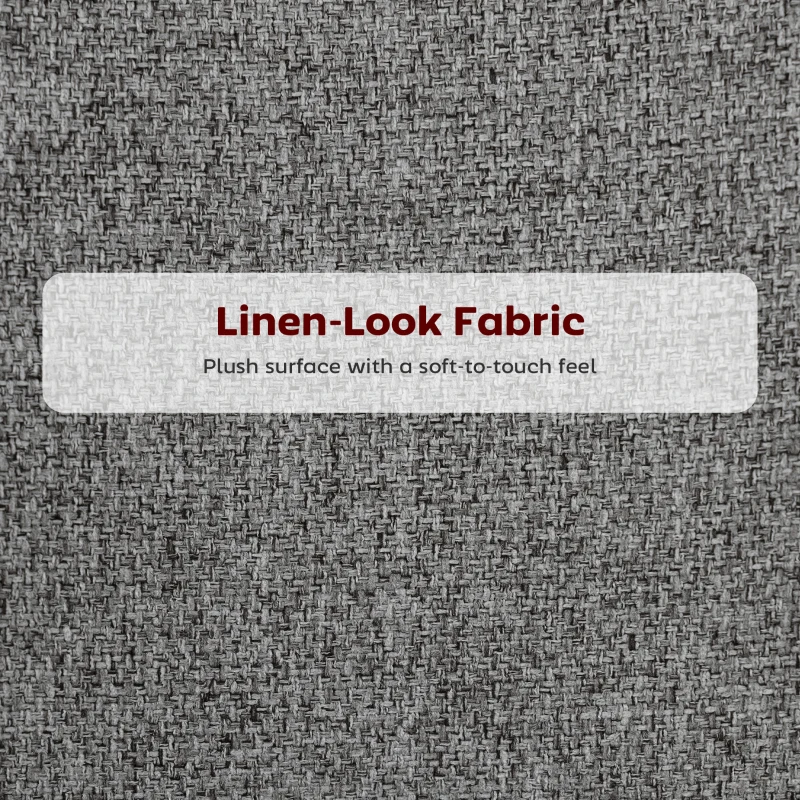 HOMCOM Set of 2 Counter Height Barstools, Upholstered Linen Bar Stools with Backrest, Footrest and Steel Legs, Dark Grey