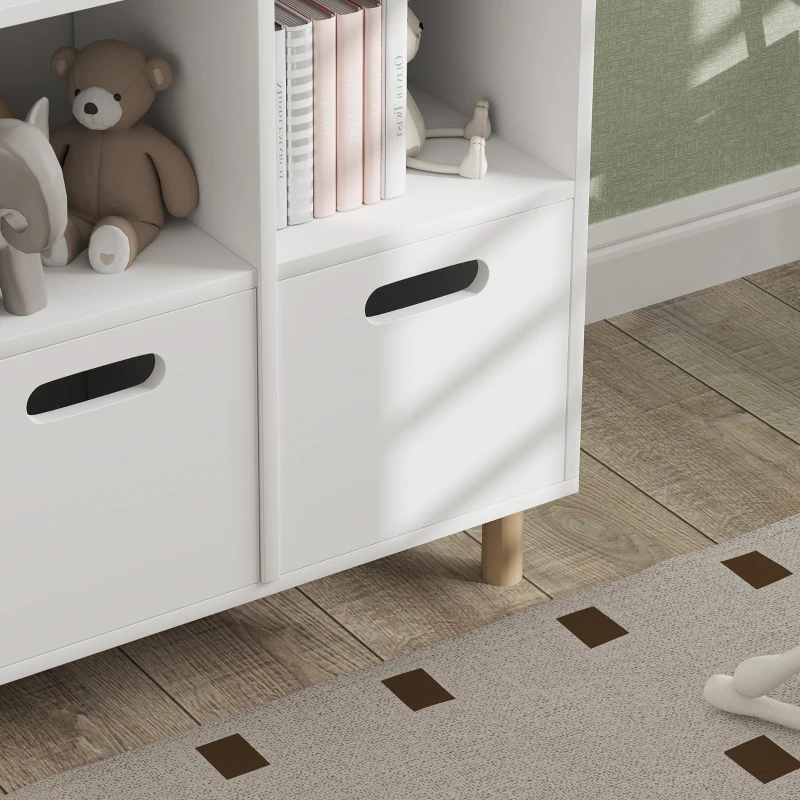 Qaba 3 Tier Kids Bookshelf with Two Drawers, for Bedroom, Kids Room, White