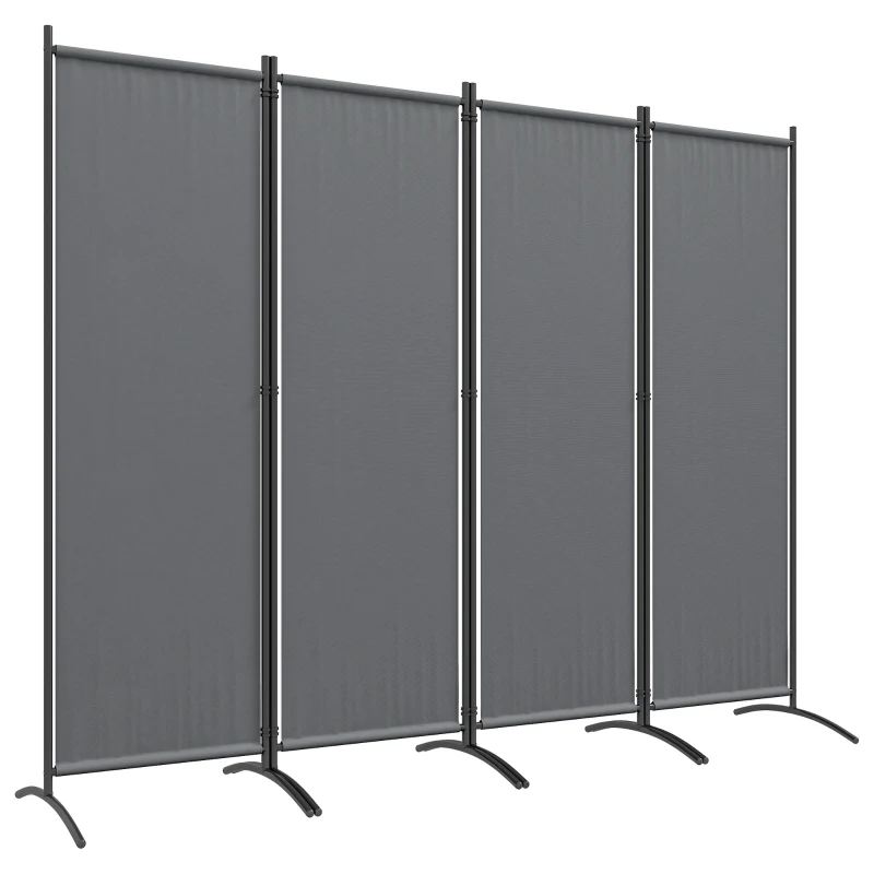 Outsunny Folding Room Divider, Privacy Screen for Home Office Bedroom, 5.6FT Tall, Dark Grey