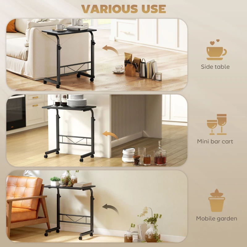 HOMCOM Mobile Standing Desk with Adjustable Height, 23.5 inch Stand Up Desk with Wheels, Black