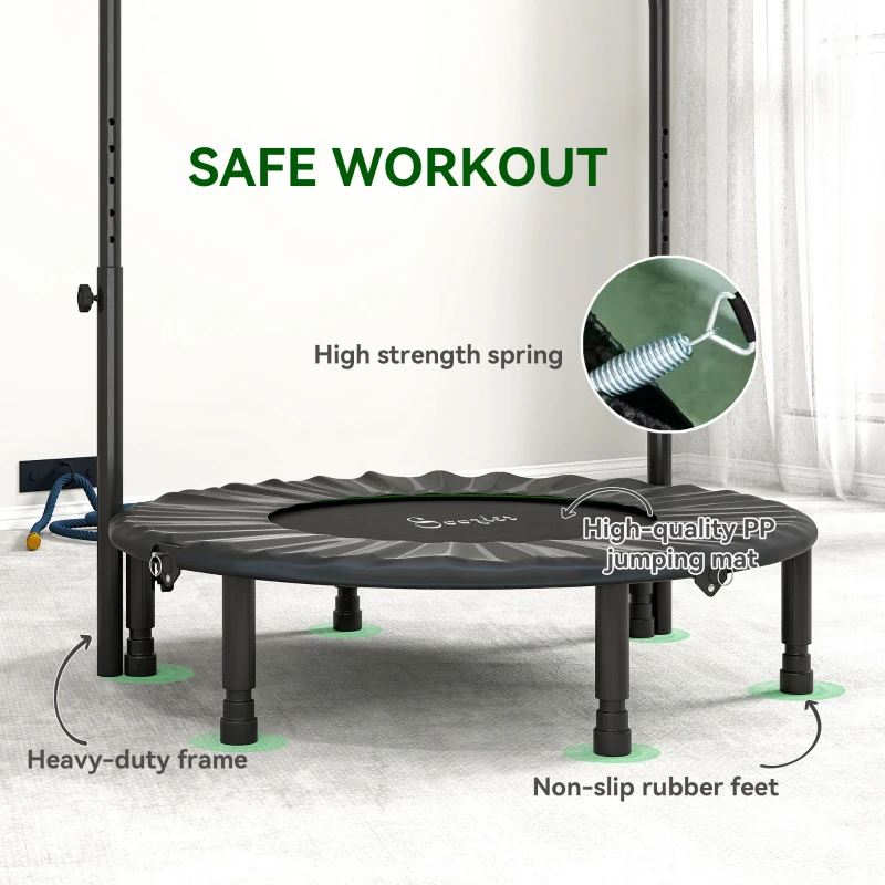 Soozier 40" Foldable Mini Fitness Trampoline, with Adjustable Foam Handle, Green