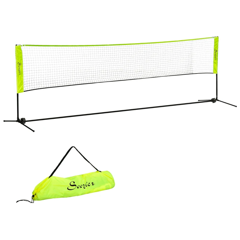 Soozier 14ft Badminton Net, Height Adjustable Outdoor Sports Net with Carry Bag, for Tennis, Pickleball and Volleyball, Yellow