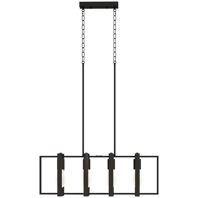 HOMCOM Farmhouse Kitchen Island Lighting, Linear Pendant Light with 4 Rotatable Frames and Adjustable Height, Black
