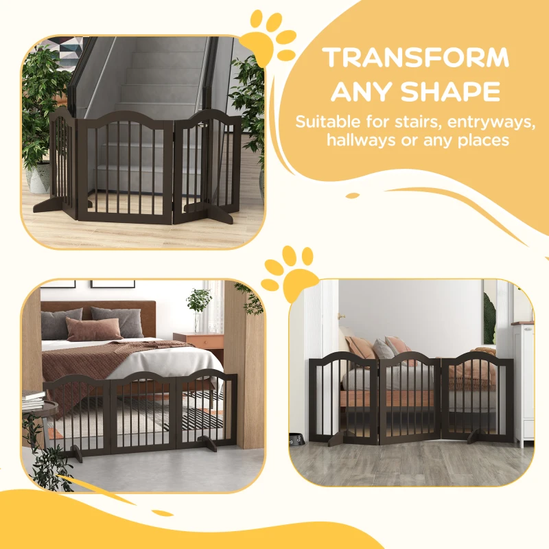 PawHut 24" Freestanding Pet Gate For Dogs with 2 Support Feet, Coffee