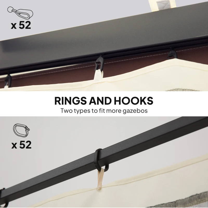 Outsunny Replacement Mesh Sidewall Netting for 10' x 12' Gazebos and Canopy Tents with Zippers, (Sidewall Only) Cream