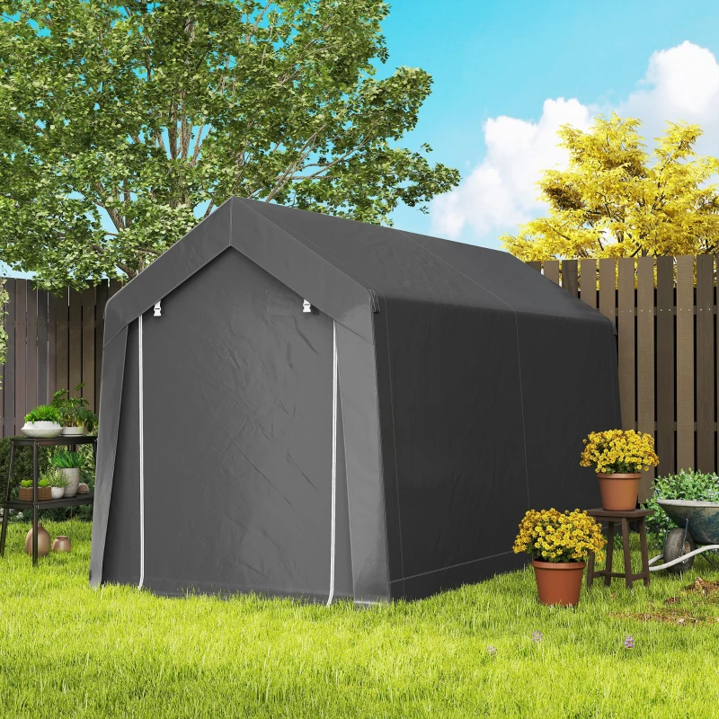 Outsunny Galvanized 7' x 12' Outdoor Storage Tent, Heavy Duty and Waterproof Portable Shed for Bike, Motorcycle, Tools, Gray