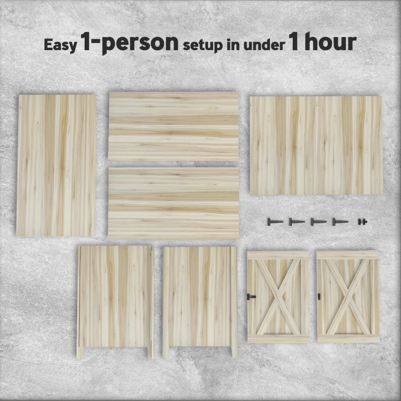 Outsunny Wooden Outdoor Storage Cabinet, Garden Shed Potting Shed with Shelf and Double Doors, Natural Wood