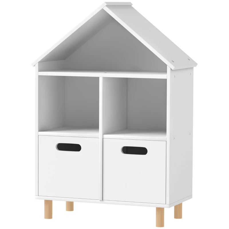 Qaba 3 Tier Kids Bookshelf with Two Drawers, for Bedroom, Kids Room, White