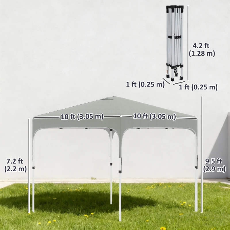 Outsunny 10' x 10' Pop Up Canopy Tent with Sand Bags, UPF 50+ Instant Sun Shelter, Tents for Parties, Height Adjustable, with Wheeled Carry Bag, for Outdoor, Garden, Grey