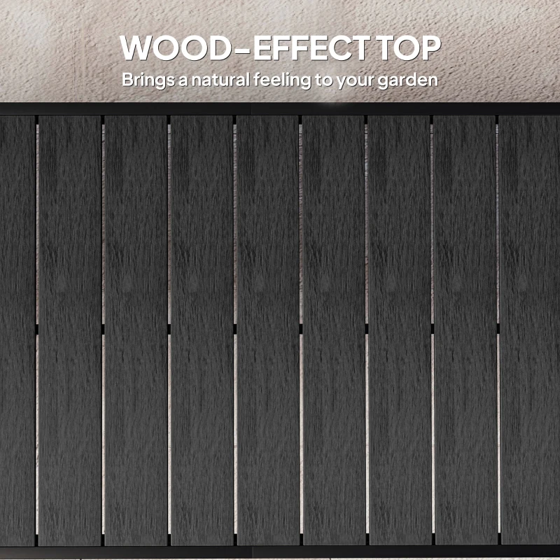 Outsunny 75" x 35" Outdoor Dining Table for 8 People, Rectangular Aluminum Frame Garden Table with All-Weather Faux Wood Top for Garden, Lawn, Patio, Black