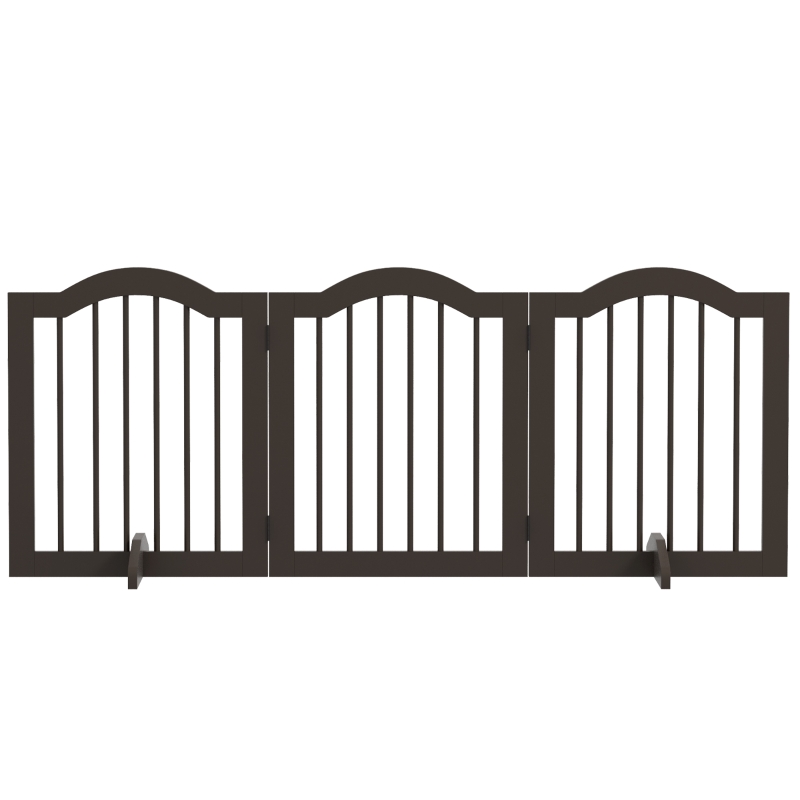 PawHut 24" Freestanding Pet Gate For Dogs with 2 Support Feet, Coffee