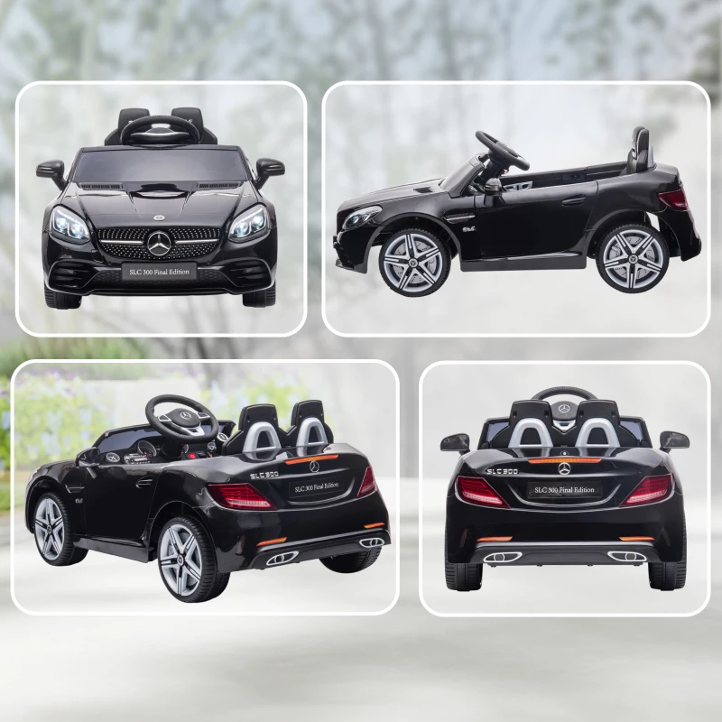 Aosom Mercedes SLC 300 Licensed Kids Electric Car with Remote Control, 12V Battery Powered Kids Ride on Car with Music, Lights, Suspension for 3-6 Years Old, Black
