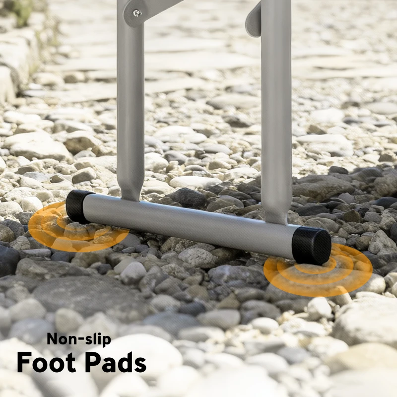 Outsunny 6FT 3-Piece Portable Outdoor Camping Table Bench Set with Carrying Handles, Folding Picnic Table with 2 Benches, White