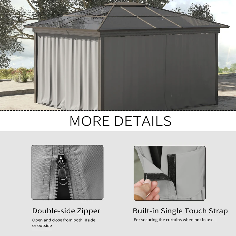 Outsunny 9.84' x 9.84' Gazebo Sidewall Set with Hooks/C-Rings, Gray