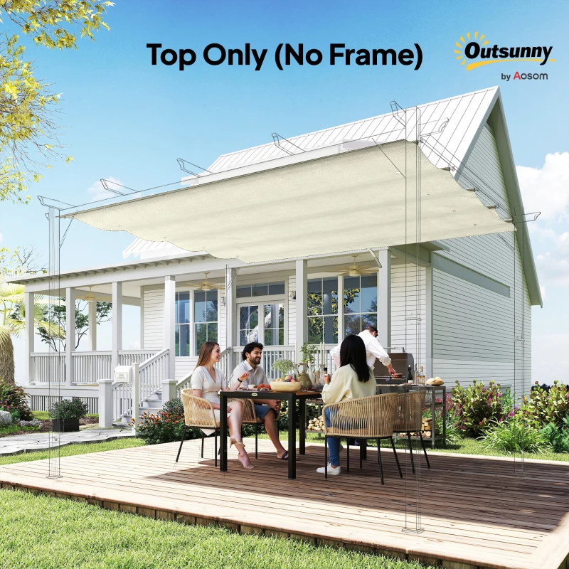 Outsunny 8' x 9.4' Retractable Pergola Canopy Replacement, Fit 7' x 10' Frame, UV30+ Pergola Cover Top Only, Cream